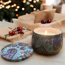 Load image into Gallery viewer, Limited Edition Blue Patterned Christmas Pudding Scented Candle