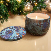 Load image into Gallery viewer, Limited Edition Blue Patterned Christmas Pudding Scented Candle
