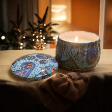 Load image into Gallery viewer, Limited Edition Blue Patterned Christmas Pudding Scented Candle