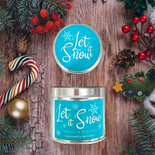 Load image into Gallery viewer, Let it Snow Festive Scented Soy Wax Candle Tin