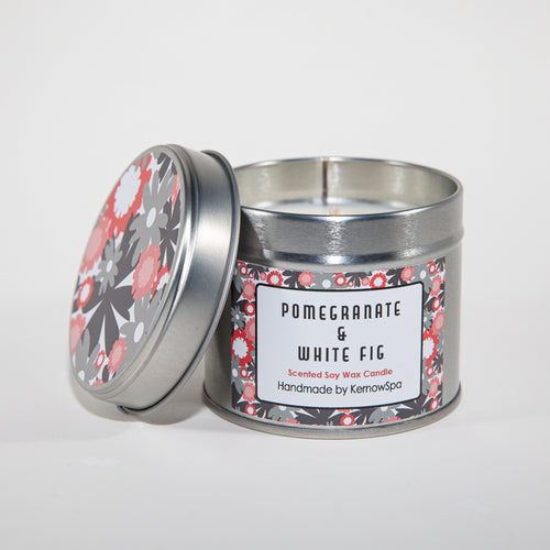 Pomegranate & White Fig Scented Soy Wax Candle Tin - Kernowspa
