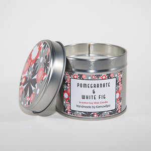 Pomegranate & White Fig Scented Soy Wax Candle Tin - Kernowspa