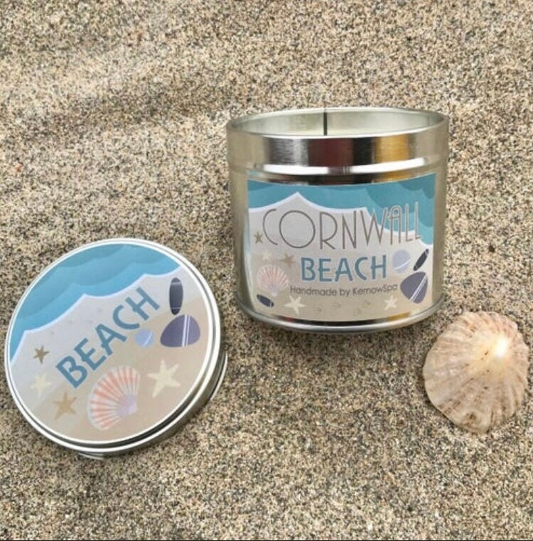Cornwall Beach (Rock Salt & Driftwood) Handmade Soy Wax Candle Tin