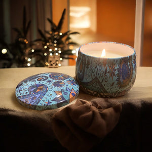 Limited Edition Blue Patterned Christmas Pudding Scented Candle