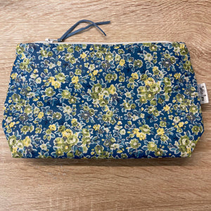 Floral Liberty Fabric Medium Wash Bag Cosmetic Bag (Blue)