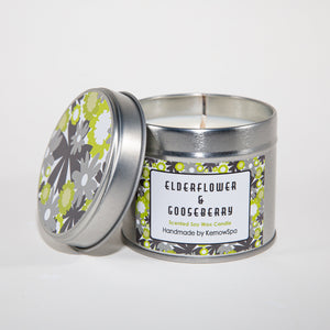 Elderflower & Gooseberry Scented Soy Wax Candle Tin - Kernowspa