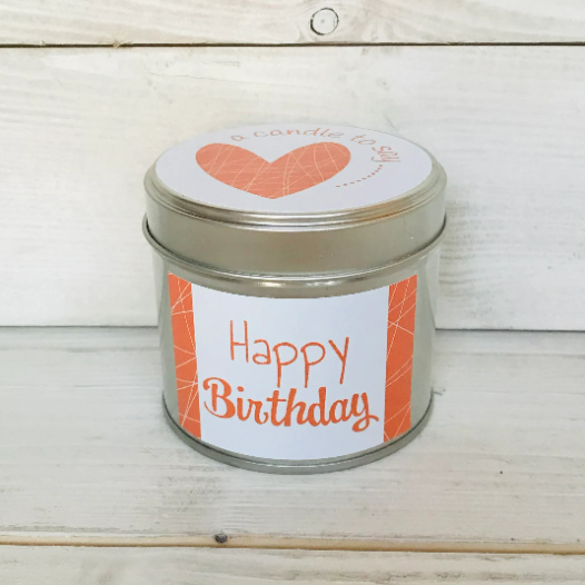 Happy Birthday Rhubarb & Plum Soy Wax Candle Tin