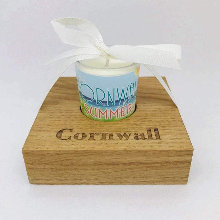 Summer Candle in Wooden Candle Holder